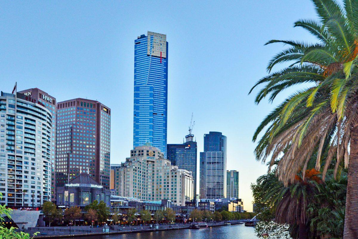 The nearly 300m high Eureka Tower towers over the Southbank skyline in Melbourne, Australia - © ChameleonsEye / Shutterstock